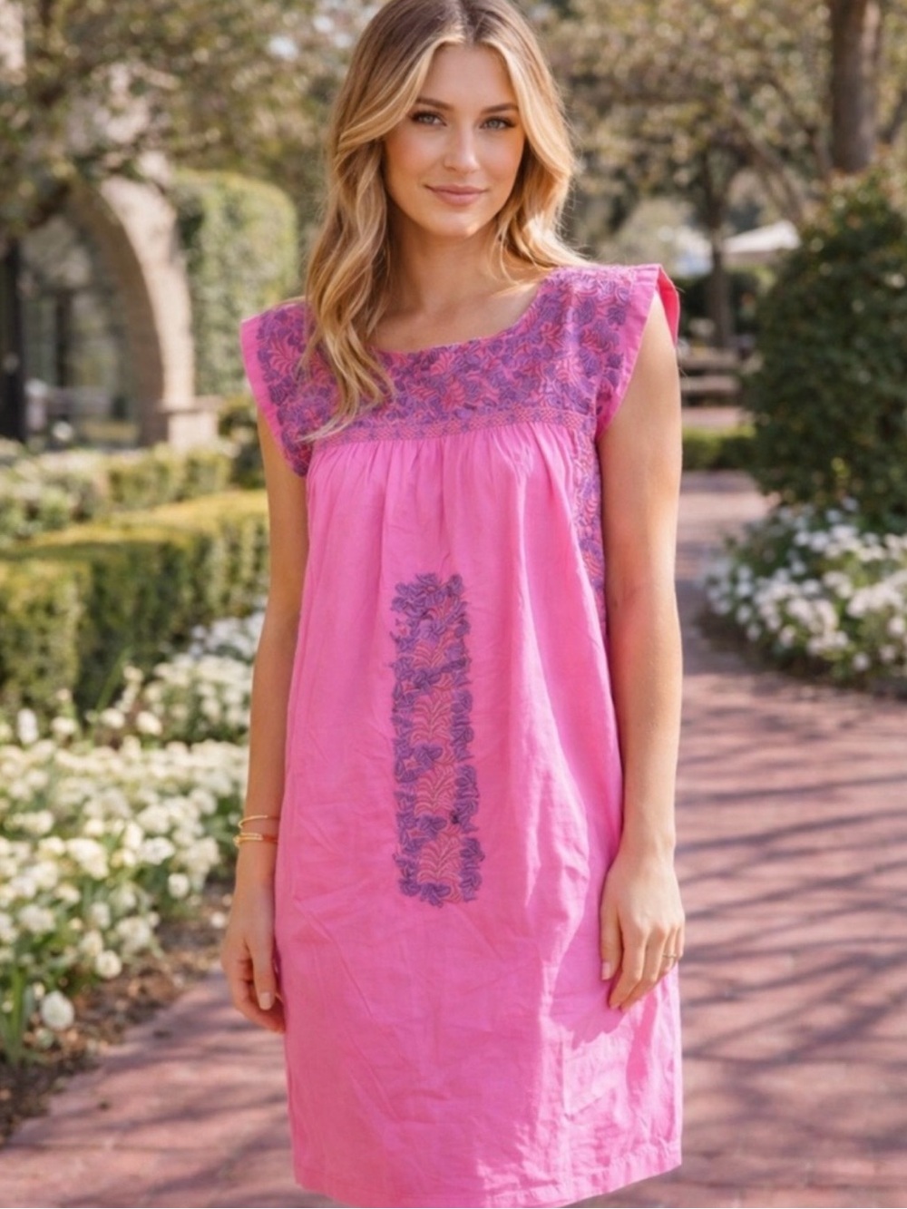 Pink Embroidered Women’s Peasant Spanish dress